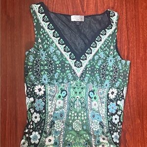 Tahari Floral Tank Top in Green and Blue Brand New!! NEVER WORN